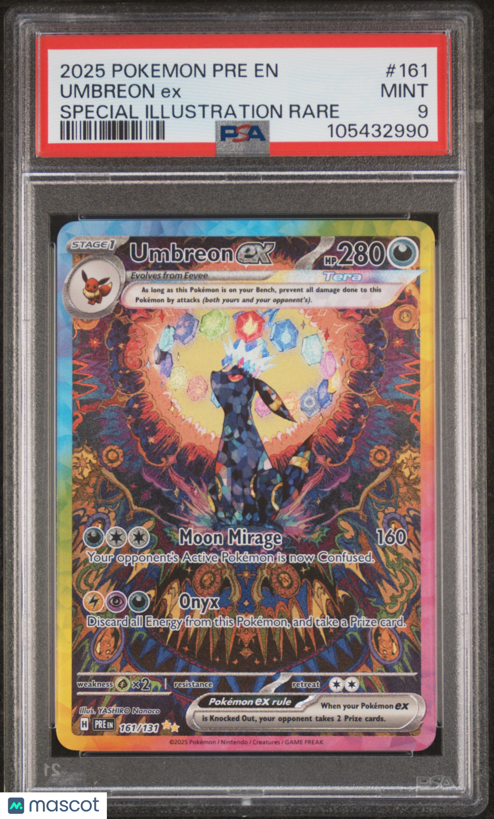 2025 Pokemon Pre EN-Prismatic Ev Umbreon EX #161 Special Illustration Rare PSA 9