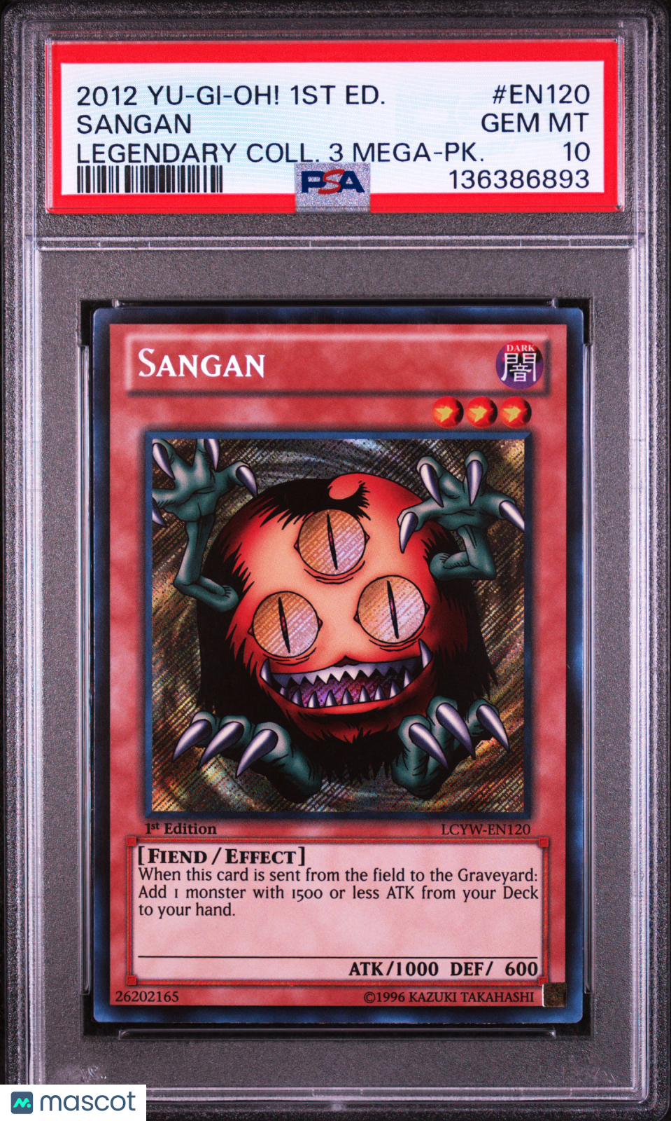 2012 Yu-Gi-Oh! Legendary Coll 3 Mega-Pack Sangan 1st Edition PSA 10 #EN120 POP 2