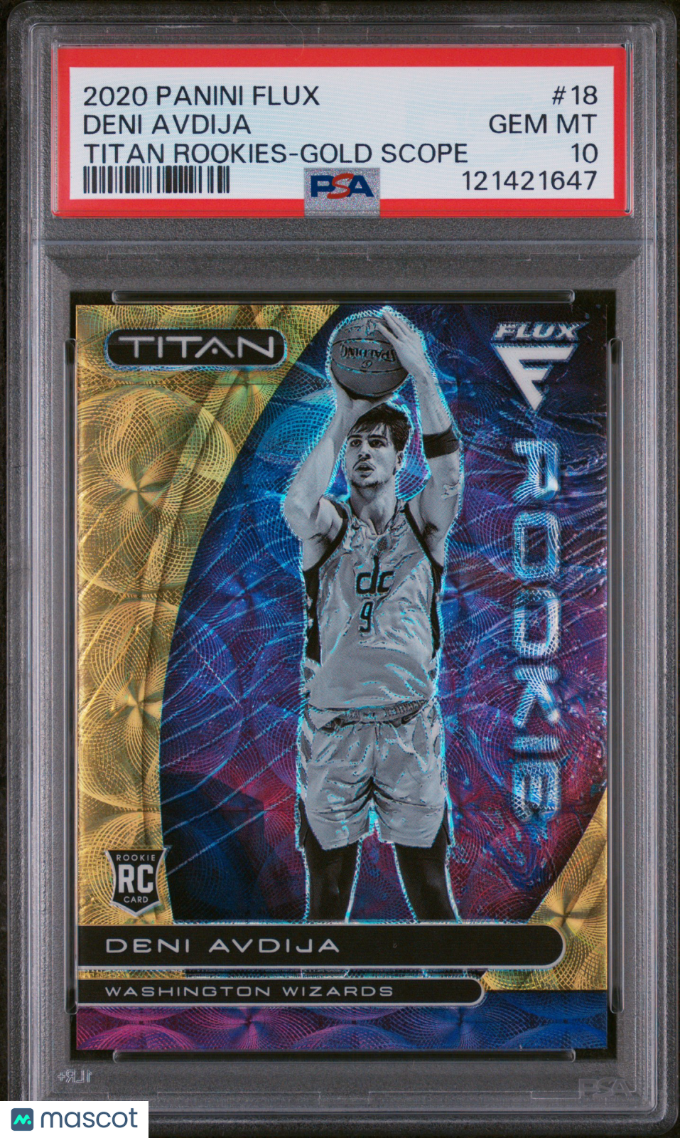 2020 Panini Flux Titan Rookies Deni Avdija #18 Gold Scope Prizm /10 PSA 10