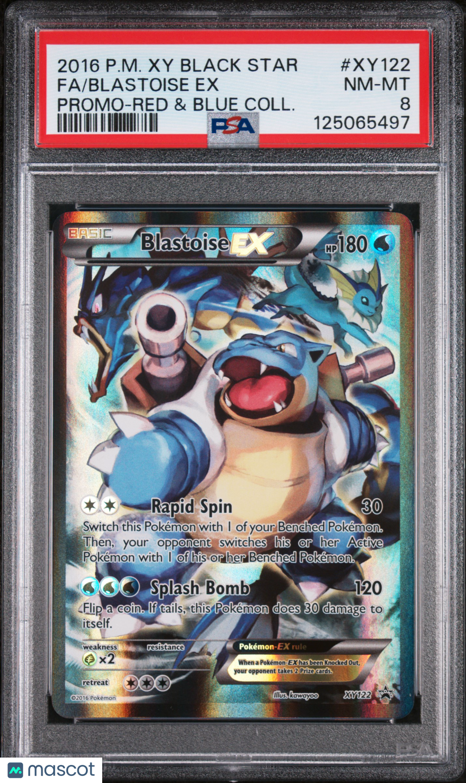 2016 Pokemon Xy Black Star Promo Blastoise EX #XY122 Full Art Red Blue Col PSA 8