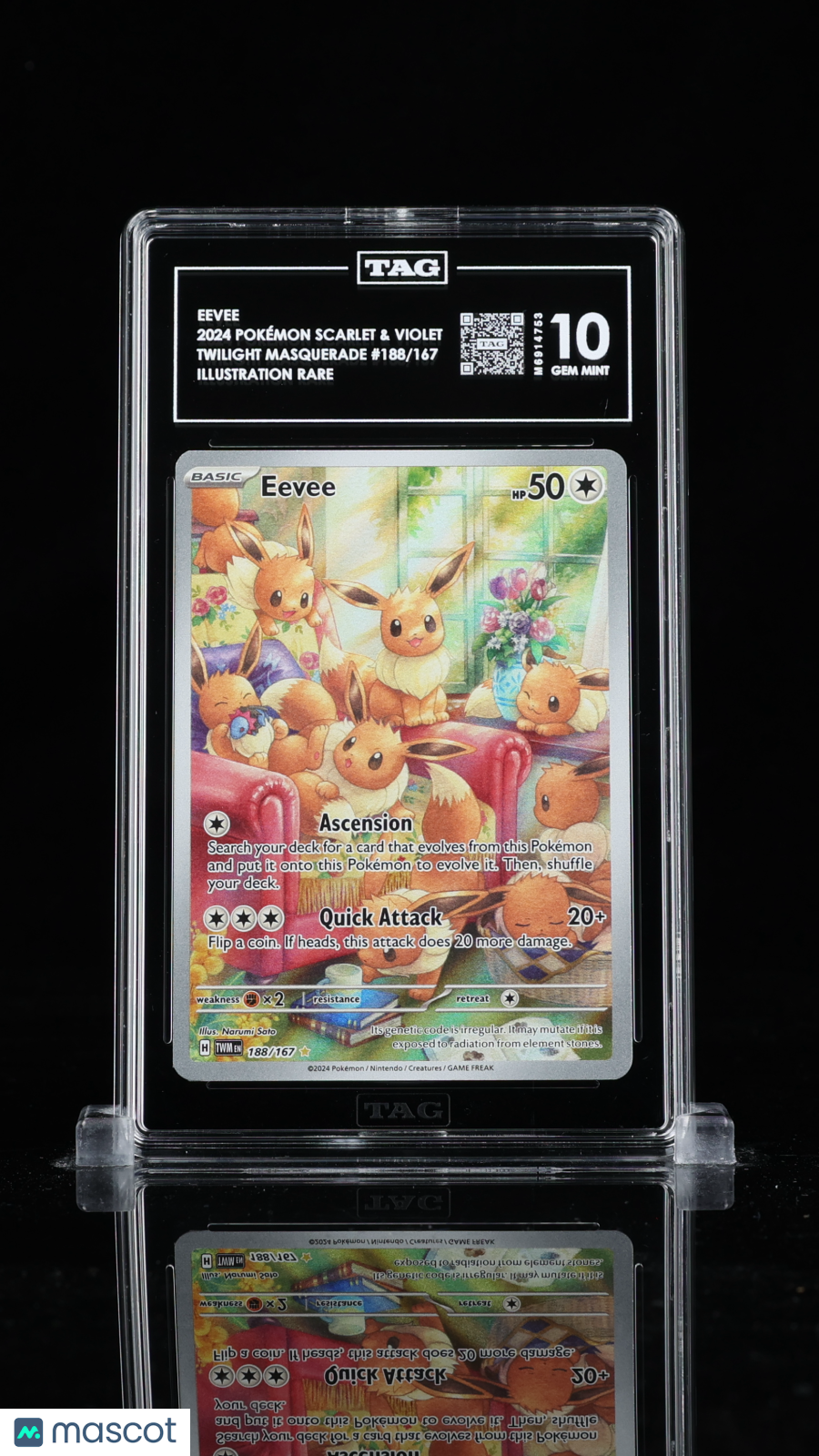 2024 Pokémon Scarlet & Violet Eevee Full Art FA TAG 10 #188/167 Gem Mint