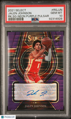 2021 Select Rookie Signatures Jalen Johnson #/15 Neon Purple Pulsar PSA 10 Hawks