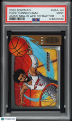 2025 Bowman Chrome Anime Cade Cunningham Black Ref #2/10 Jersey # PSA 9