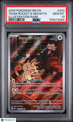 2025 Pokemon Destined Rivals Team Rocket's Meowth Illustration Rare PSA 10 #203