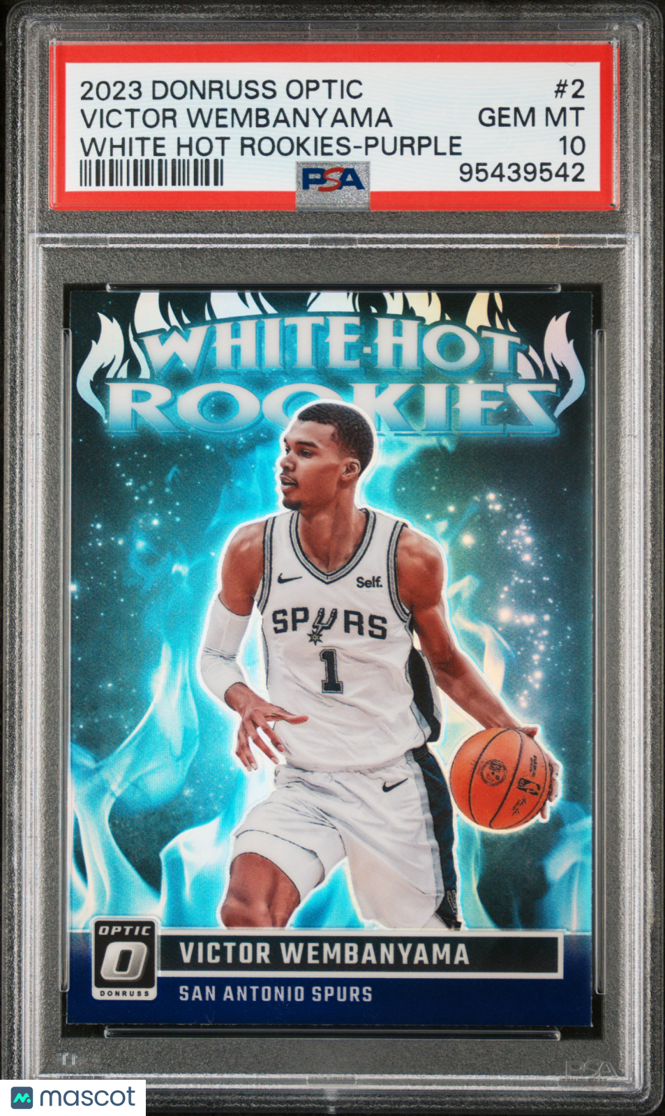 2023 Donruss Optic White Hot Rookies Victor Wembanyama #2 Purple Prizm PSA 10