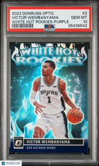 2023 Donruss Optic White Hot Rookies Victor Wembanyama #2 Purple Prizm PSA 10