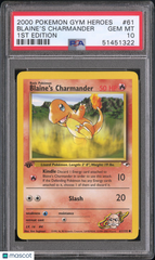 2000 Pokemon Gym Heroes Blaine's Charmander 1st Edition PSA 10 #61 Gem Mint