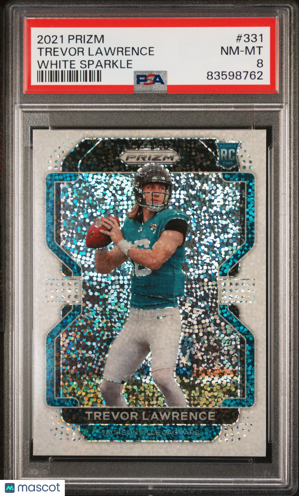 2021 Panini Prizm Trevor Lawrence #331 White Sparkle ROOKIE RC SP PSA 8