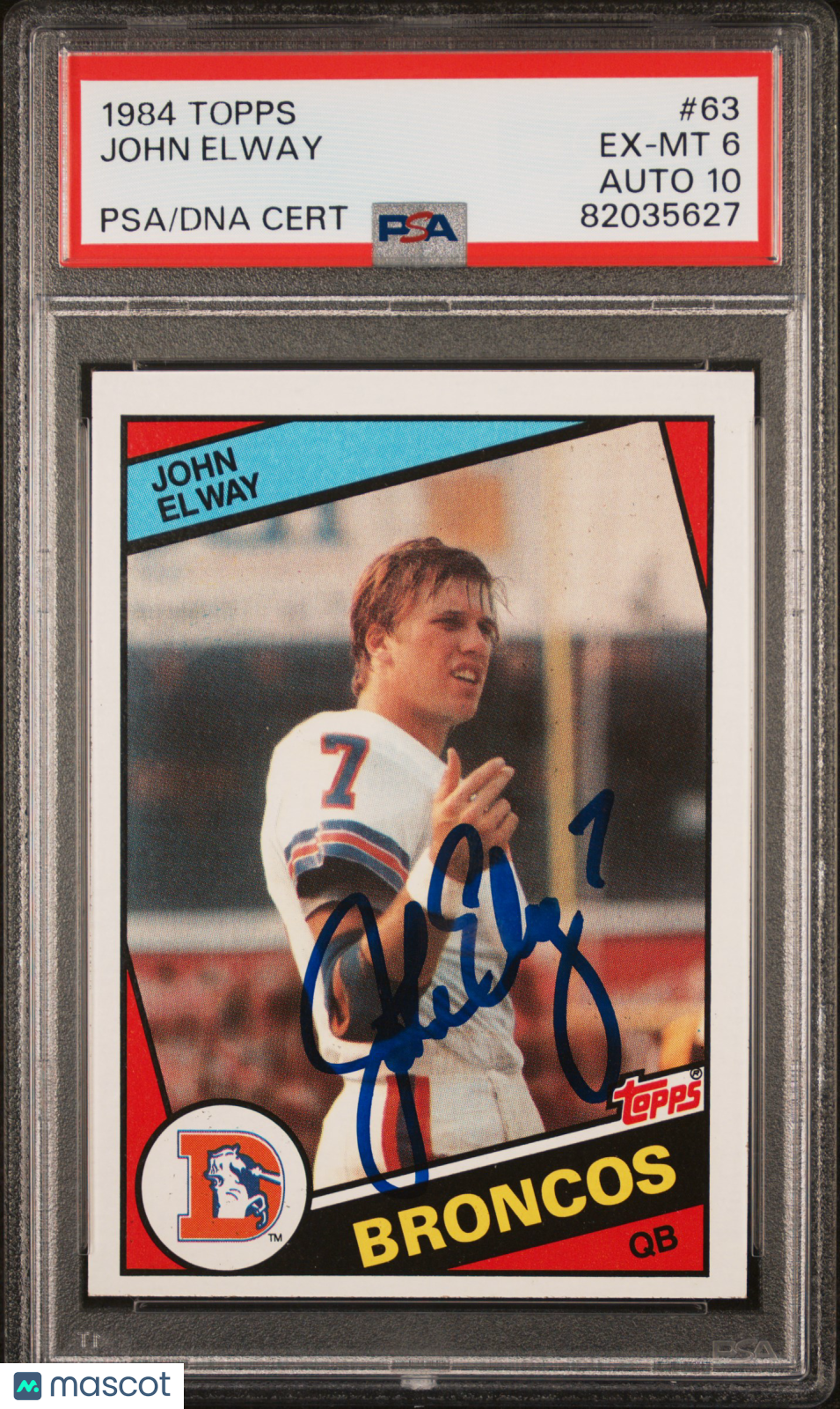 1984 Topps John Elway #63 Rookie Card Signed PSA 6 Auto 10 Autograph Broncos