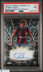2023-24 Topps Chrome UEFA Black Lazer Autograph Rookie Lamine Yamal Auto PSA 9