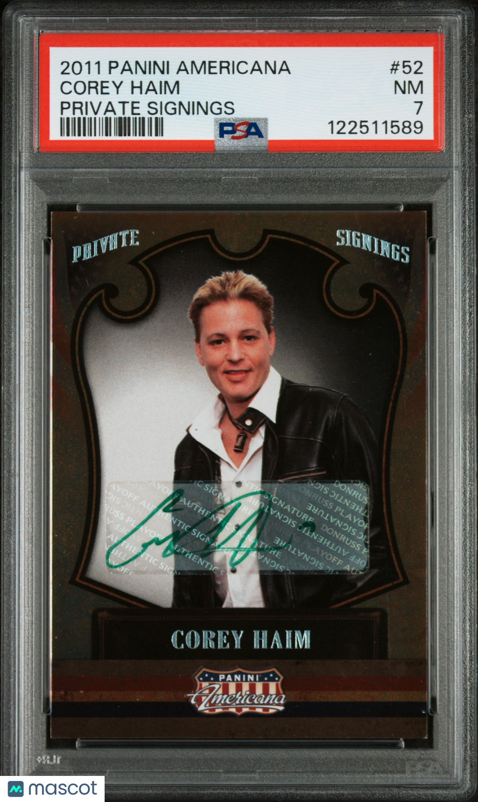 2011 Panini Americana Private Signings Corey Haim #52 Auto green INK /149 PSA 7