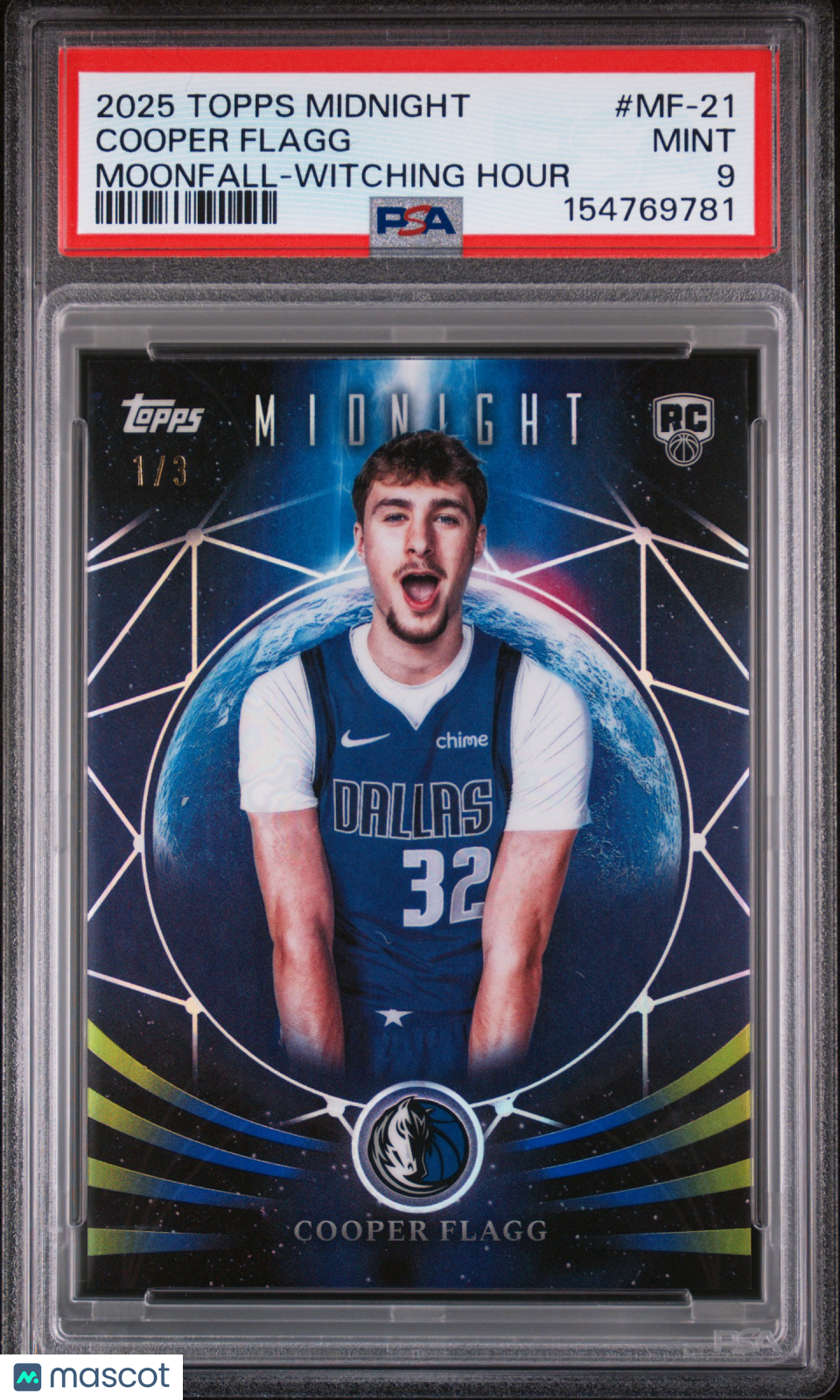 2025 Topps Midnight Moonfall Cooper Flagg Rookie Witching Hour #1/3 PSA 9