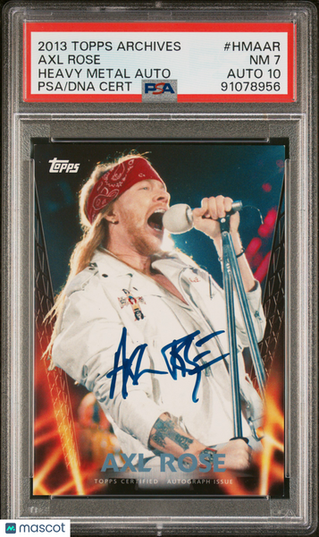 2013 Topps Archives Heavy Metal Axl Rose PSA 7/ 10 Autograph Guns