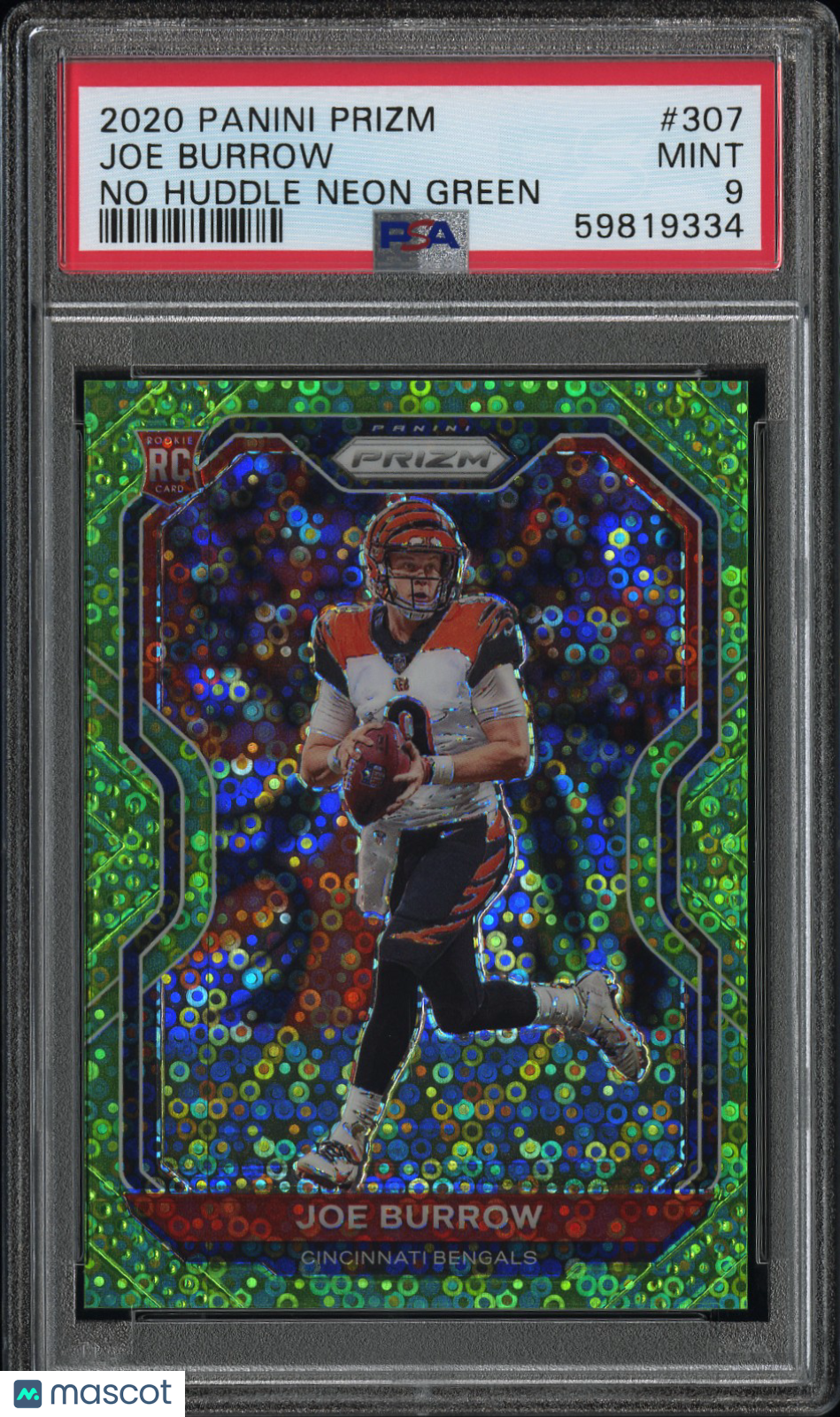 2020 Prizm Joe Burrow #307 PSA 9 Rookie Green #/5 No Huddle SSP RC Mint POP 1
