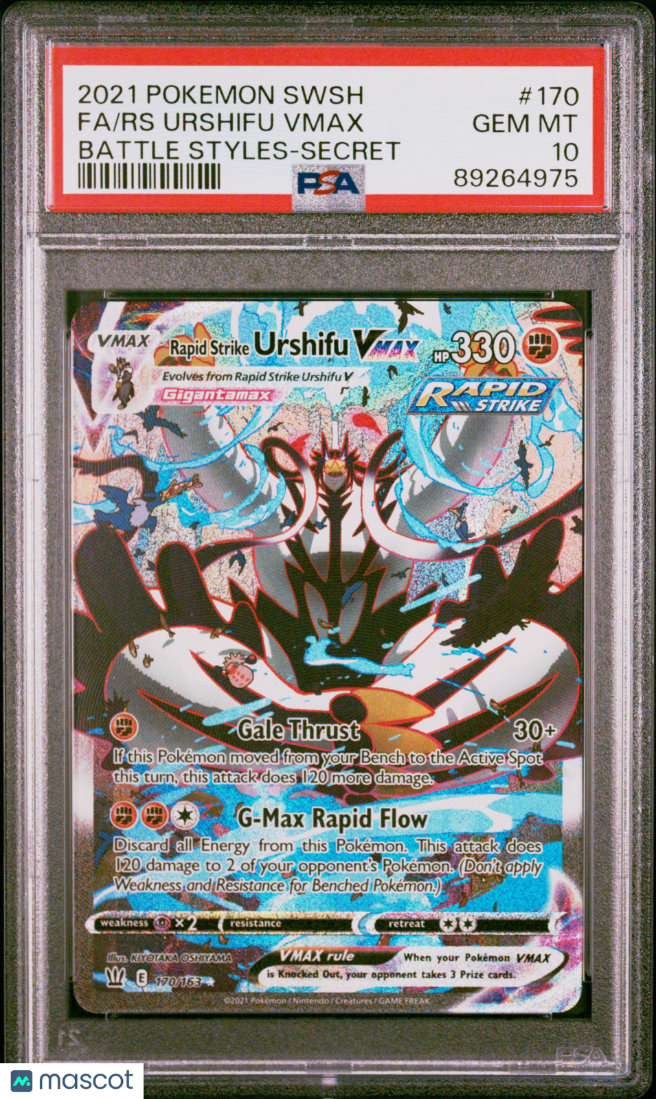 2021 Pokemon Sword & Shield Battle Styles RS Urshifu VMAX Secret Fa PSA 10 #170