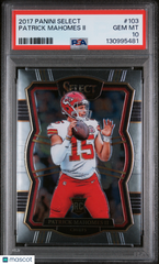 2017 Panini Select Patrick Mahomes II #103 Rookie RC PSA 10 Gem Mint Chiefs