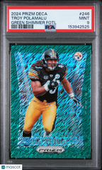 2024 Panini Prizm Deca Troy Polamalu #246 Green Shimmer Fotl #/12 PSA 9