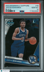 2023 Bowman U Chrome Sapphire Justin Edwards Rookie #46 Black Ref #10/10 PSA 10