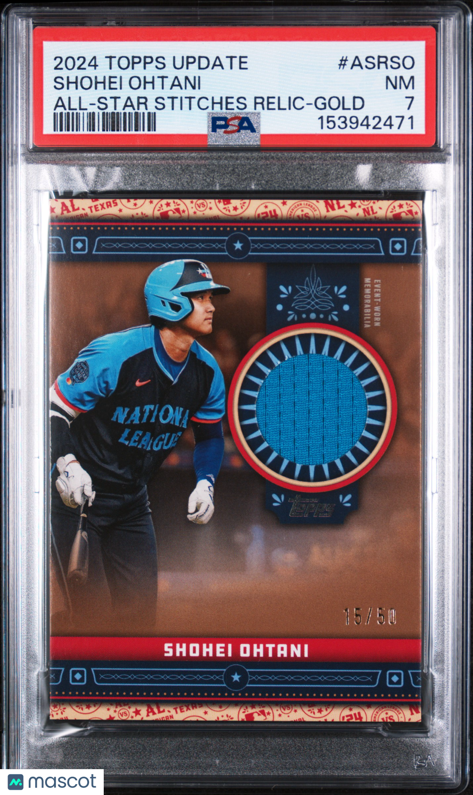 2024 Topps Update All-Star Stitches Relics Shohei Ohtani Gold Patch /50 PSA 7