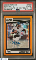 2022 Chronicles Score Premium Rookies Update Auto Malik Willis #/10 PSA 10