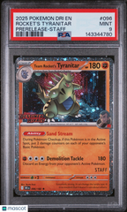 2025 Pokemon EN-Destined Rivals Rocket's Tyranitar Prerelease-Staff PSA 9 #096