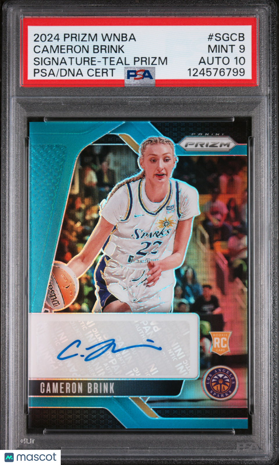 2024 Panini Prizm WNBA Signatures Cameron Brink Rookie Teal /35 PSA 9 Auto 10