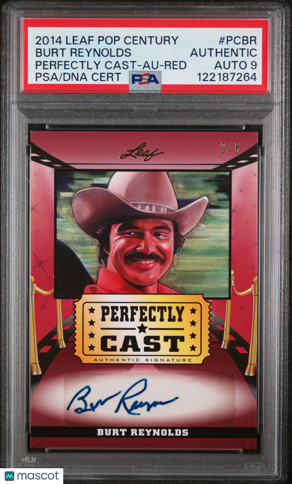 2014 Leaf Pop Century Perfectly Cast Signature Burt Reynolds Red #/5 PSA Auto 9