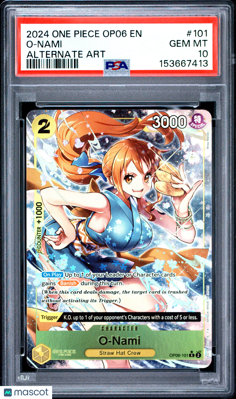 2024 One Piece Op06-Wings Of The Captain O-Nami Alternate Art PSA 10 #101 Gem