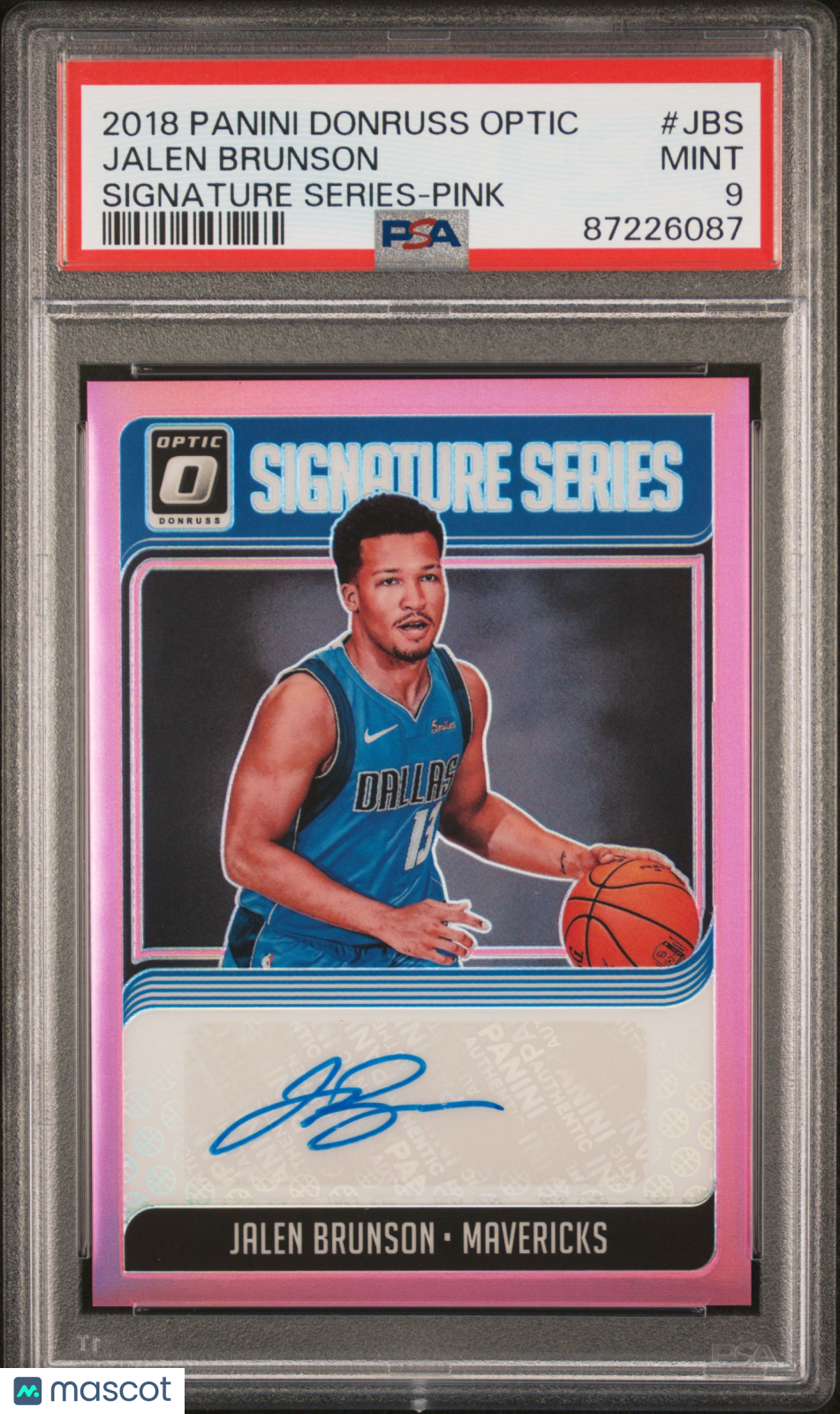 2018 Donruss Optic Signature Jalen Brunson Rookie Pink Prizm #/25 PSA 9 Auto