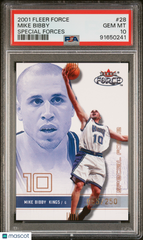 2001 Fleer Force Mike Bibby #28 Special Forces #/250 SP Rare PSA 10 POP 1 Kings