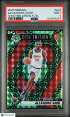 2024 Mosaic Alexandre Sarr #278 Spectris Green Prizm #1/5 Rookie Fotl RC PSA 9