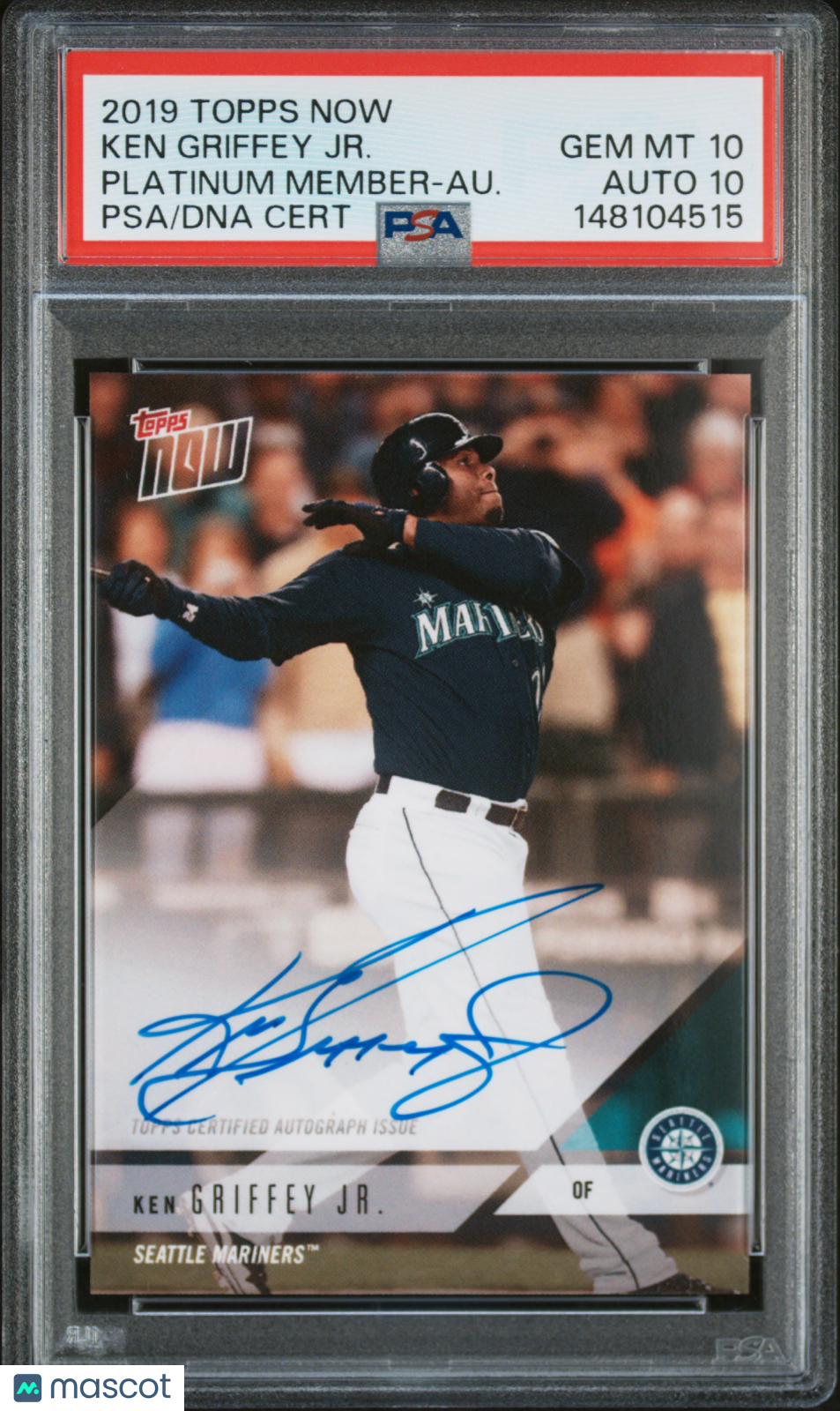 2019 Topps Now Platinum Member-Autograph Ken Griffey JR SP PSA 10 Auto 10 POP 3