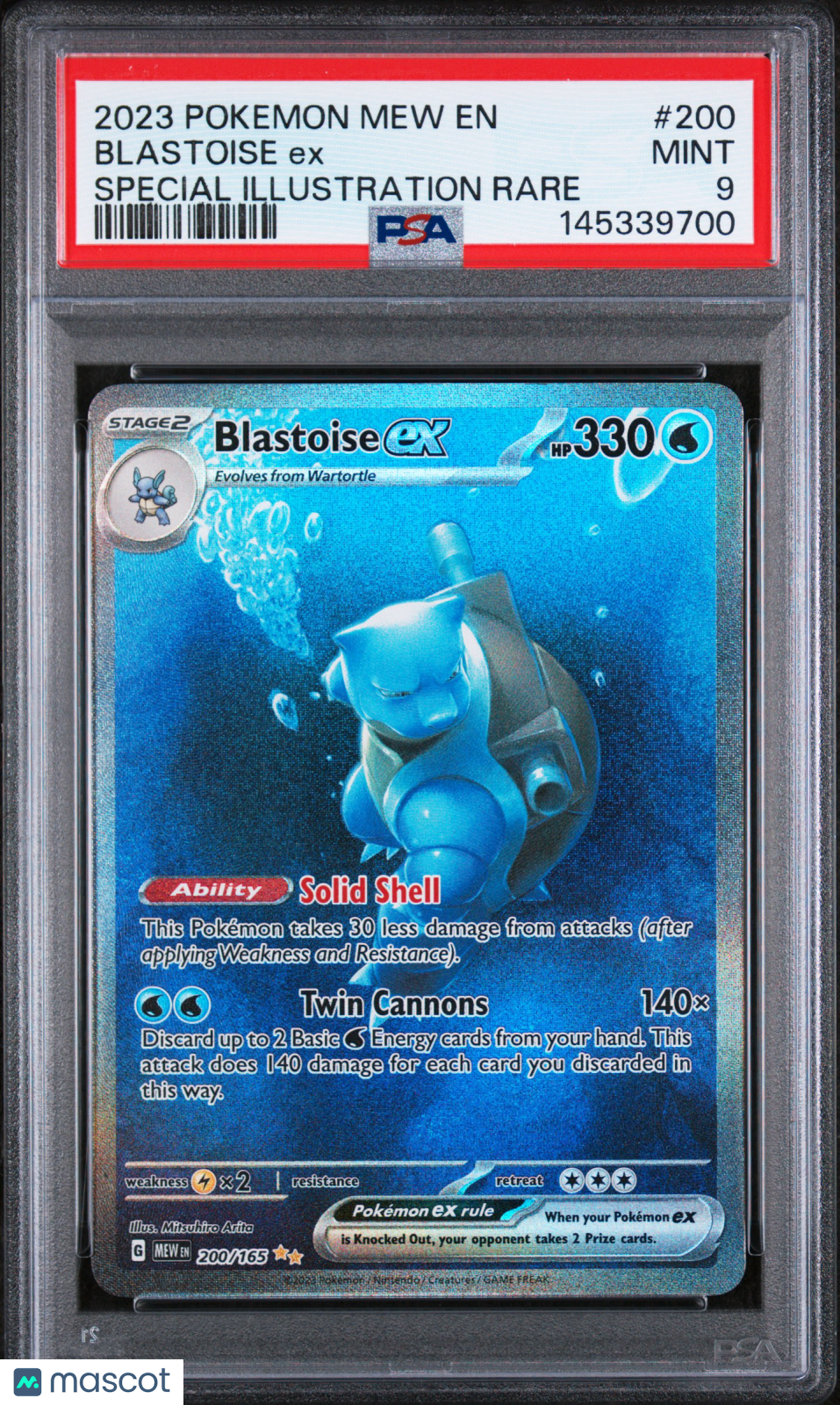 2023 Pokemon Mew EN-151 Blastoise EX Special Illustration Rare PSA 9 #200 MInt