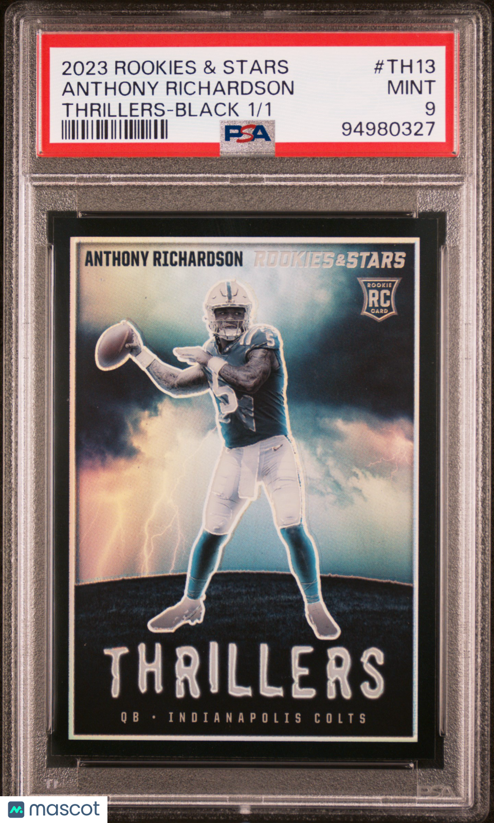 2023 Rookies & Stars Anthony Richardson #1/1 Black Prizm Rookie PSA 9