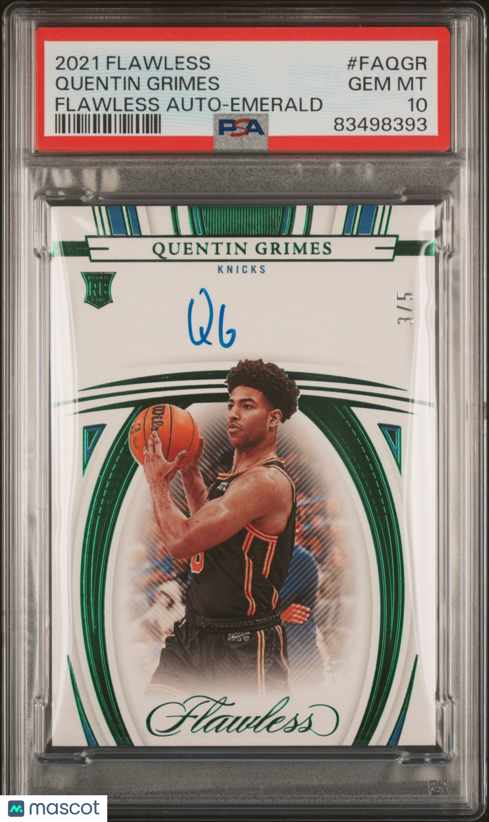 2021 Panini Flawless Flawless Auto #/5 Quentin Grimes Rookie PSA 10 POP 1