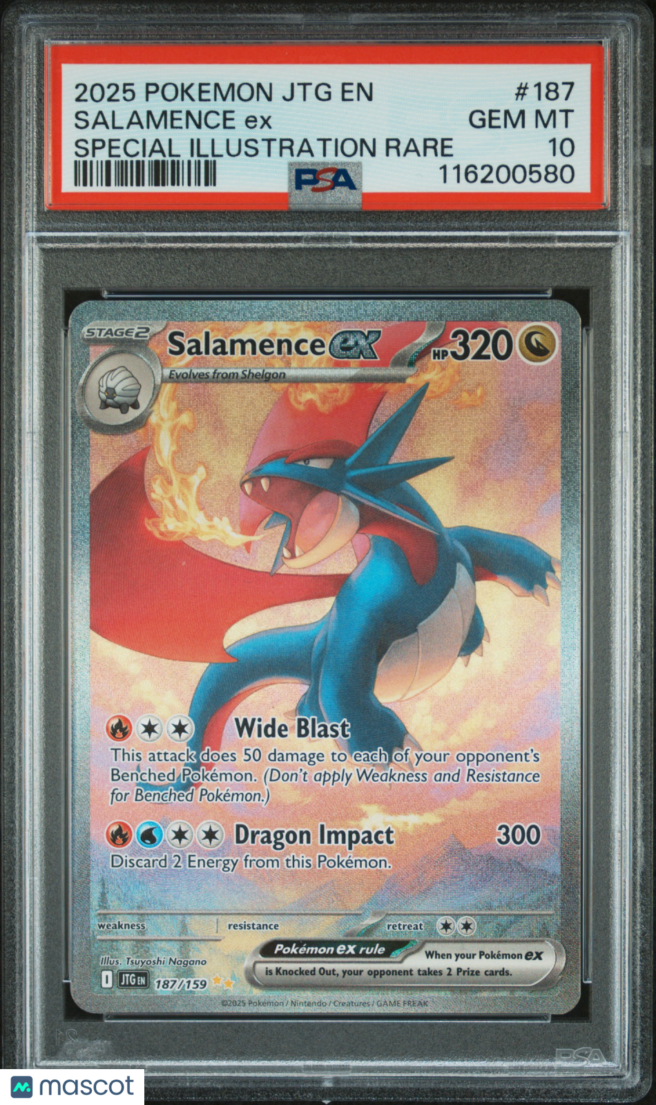 2025 Pokemon JTG EN-Journey Together Salamence EX #187 Illustration Rare PSA 10