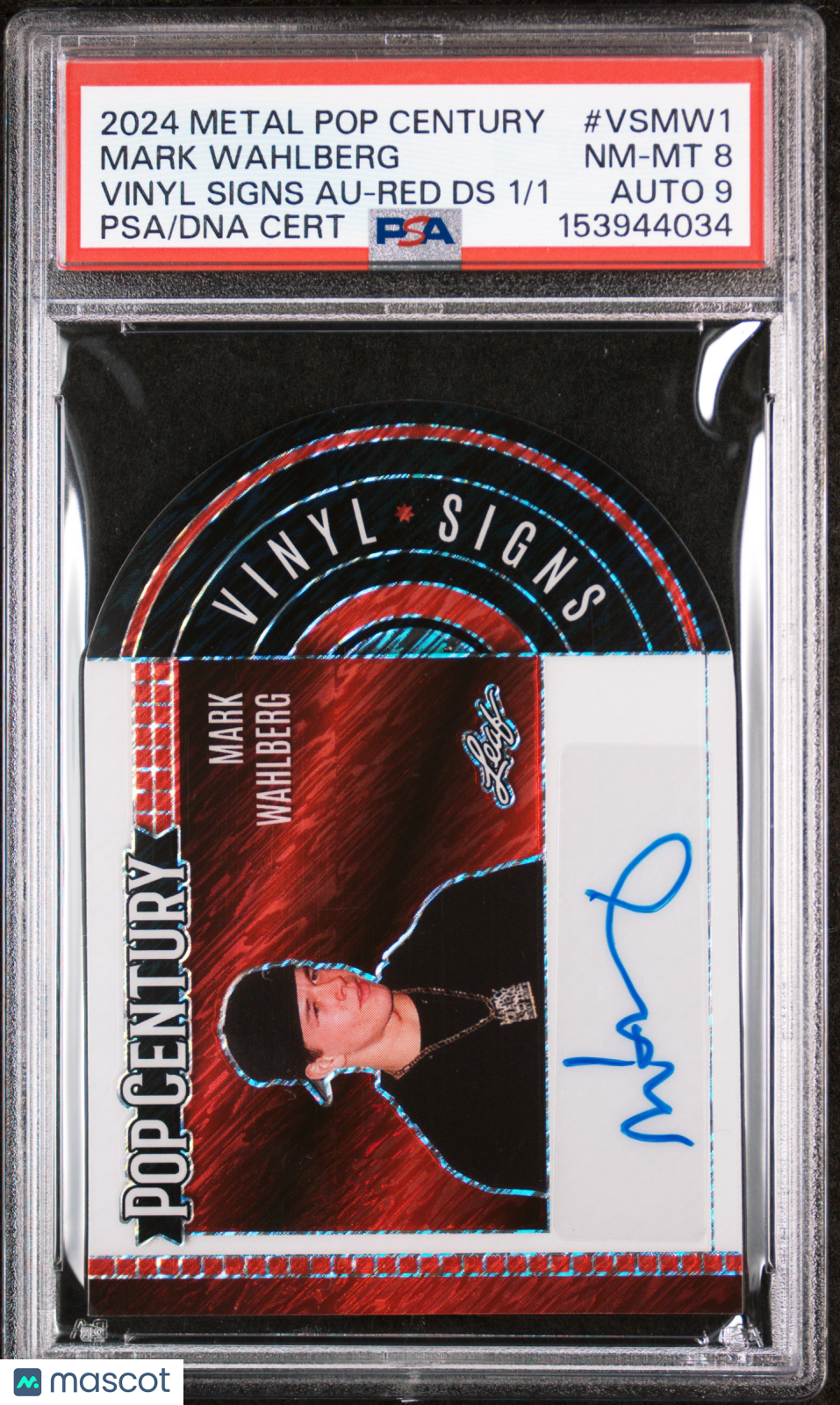 2024 Leaf Metal Pop Century Vinyl Signs Autograph Mark Wahlberg 1/1 PSA 8 Auto 9