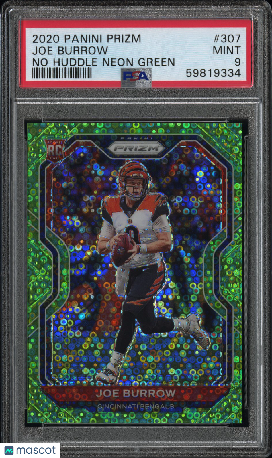 2020 Panini Prizm Joe Burrow #307 PSA 9 Rookie #/5 No Huddle SSP RC Mint POP 1