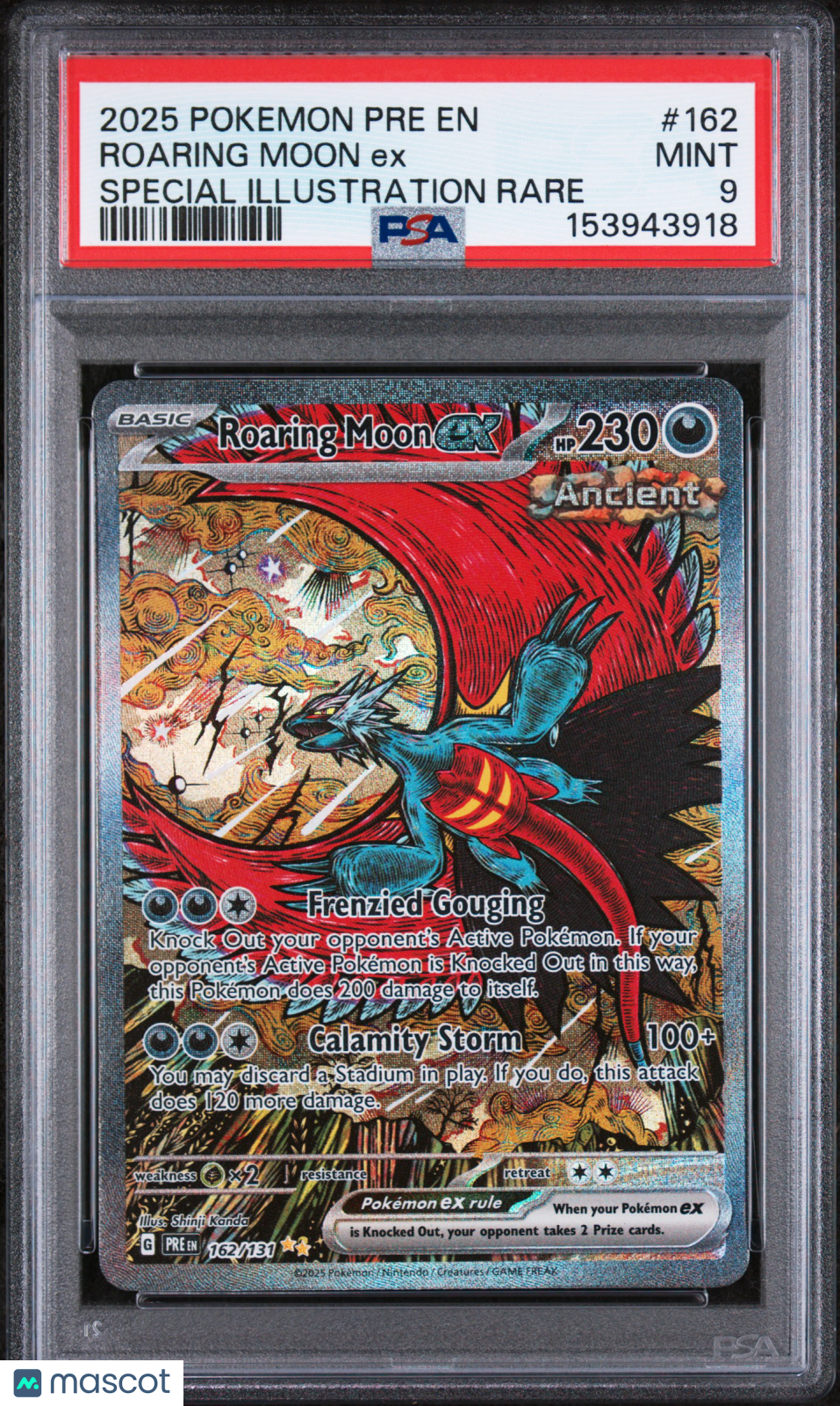 2025 Pokemon Prismatic Evolutions Roaring Moon EX Special Illus Rare PSA 9 #162