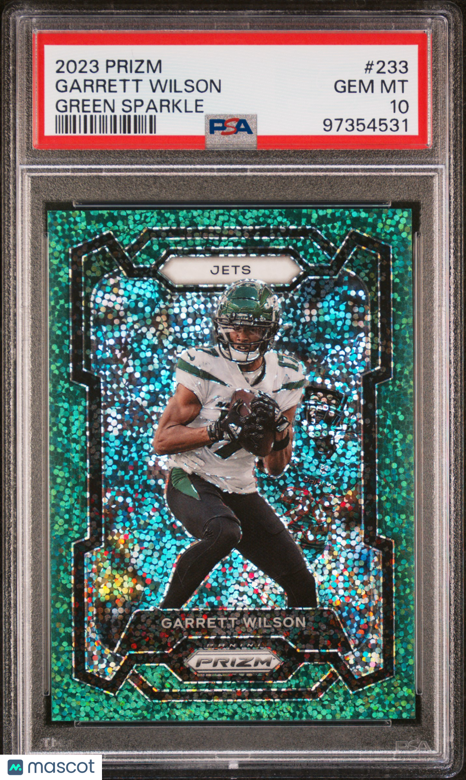 2023 Panini Prizm Garrett Wilson #233 Green Sparkle #6/8 PSA 10 Jets