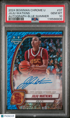 2024 Bowman Chrome University Juju Watkins Auto Blue Shimmer Refractor PSA 10