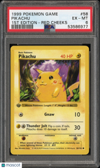 1999 Pokemon Game Pikachu #58 1ST Edition Red Cheeks Error PSA 6