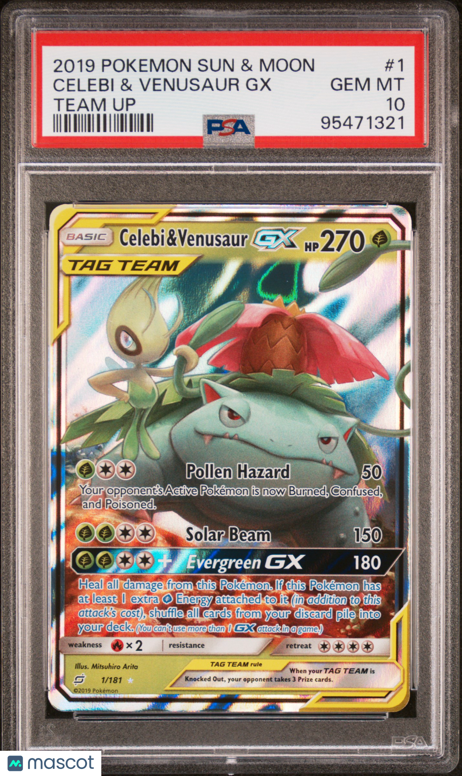 2019 Pokemon Sun & Moon Team Up Celebi & Venusaur GX Tag Team PSA 10 #1 Gem