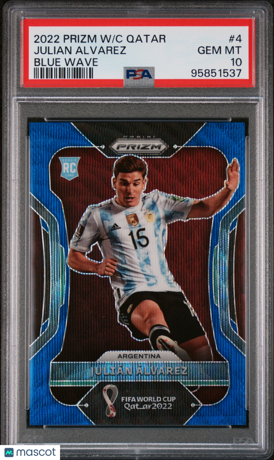 2022 Panini Prizm World Cup Julian Alvarez #/250 Rookie Blue Wave PSA 10 Madrid