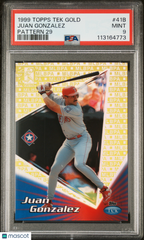1999 Topps Tek Gold Juan Gonzalez #41B MLB LOGO #/10 Pattern 29 PSA 9