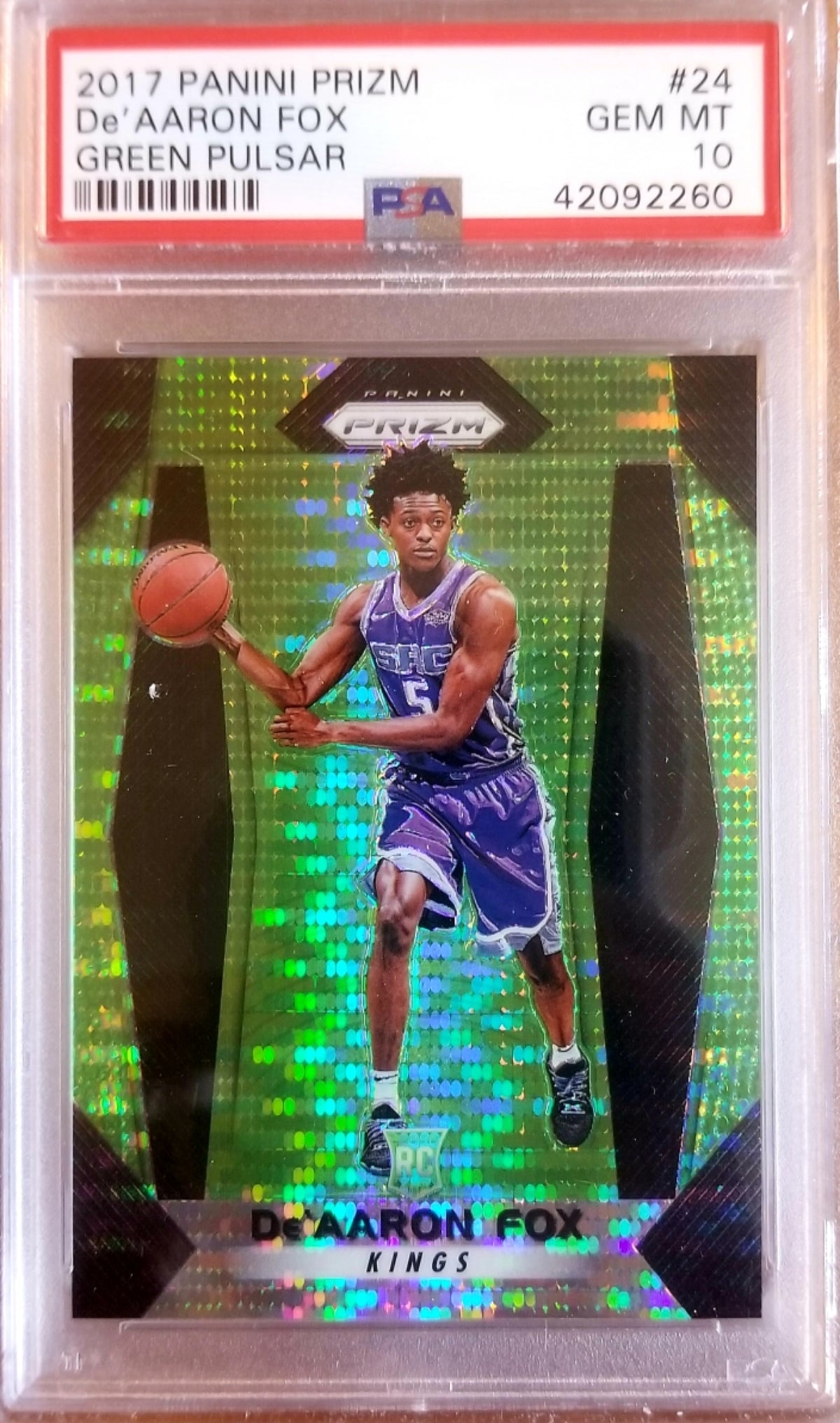 DE'AARON DEAARON FOX 2017 PRIZM GREEN PULSAR ROOKIE #/25 RC GEM MINT PSA 10 KINGS