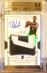 DERRICK WHITE 2017-18 NATIONAL TREASURES GOLD #/10 PATCH RC ROOKIE AUTO BGS 9.5/10 GEM SPURS