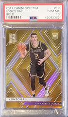 LONZO BALL 2017-18 PANINI SPECTRA GOLD PRIZM #19 ROOKIE RC GEM MINT #/10 PSA 10 PELICANS