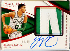 JAYSON TATUM 2017-18 IMMACULATE PREMIUM JUMBO PATCH ROOKIE AUTO RED #1/15 1/1 AUTOGRAPH CELTICS