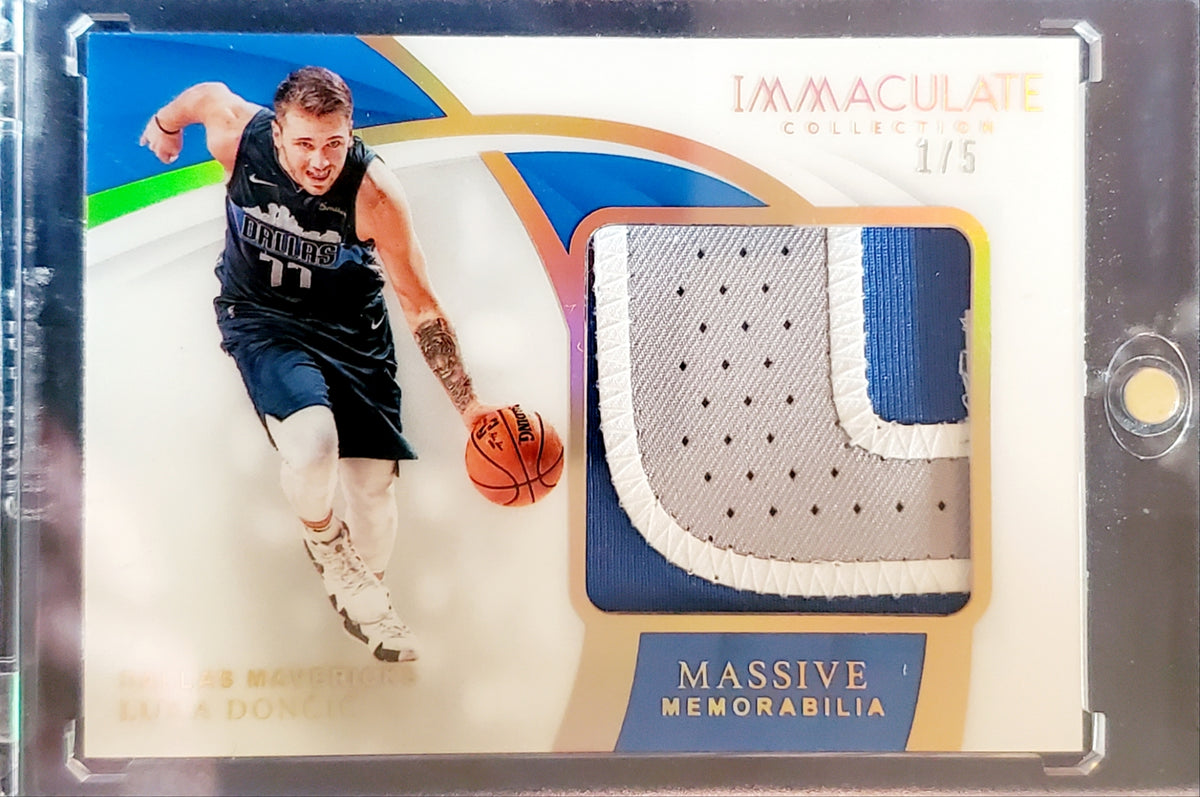 LUKA DONCIC 2018-19 IMMACULATE MASSIVE MEMORABILIA JUMBO LOGO PATCH ROOKIE ACETATE #1/5 1/1 RC MAVS